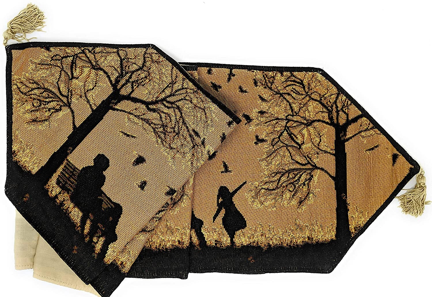 DaDalogy Autumn Birds Family Gathering Woven Tapestry Dining Table Runner (18198) - DaDa Bedding Collection