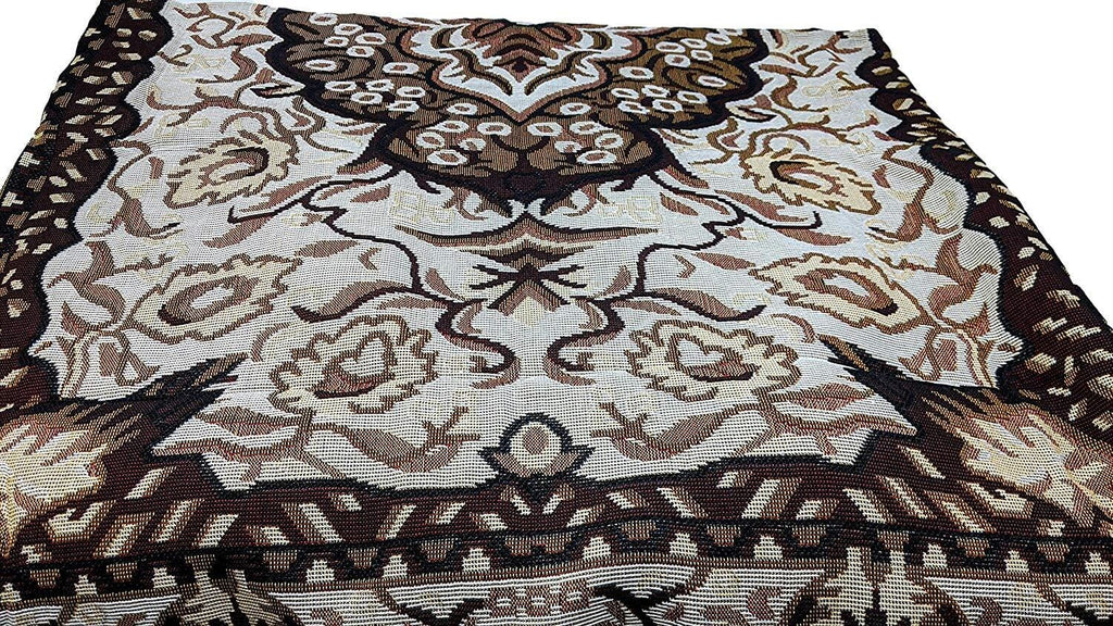 DaDa Bedding Elegant Tapestry Throw Blanket, Golden Persian Style Rug Ornate Floral - 50” x 60” (7175) - DaDa Bedding Collection