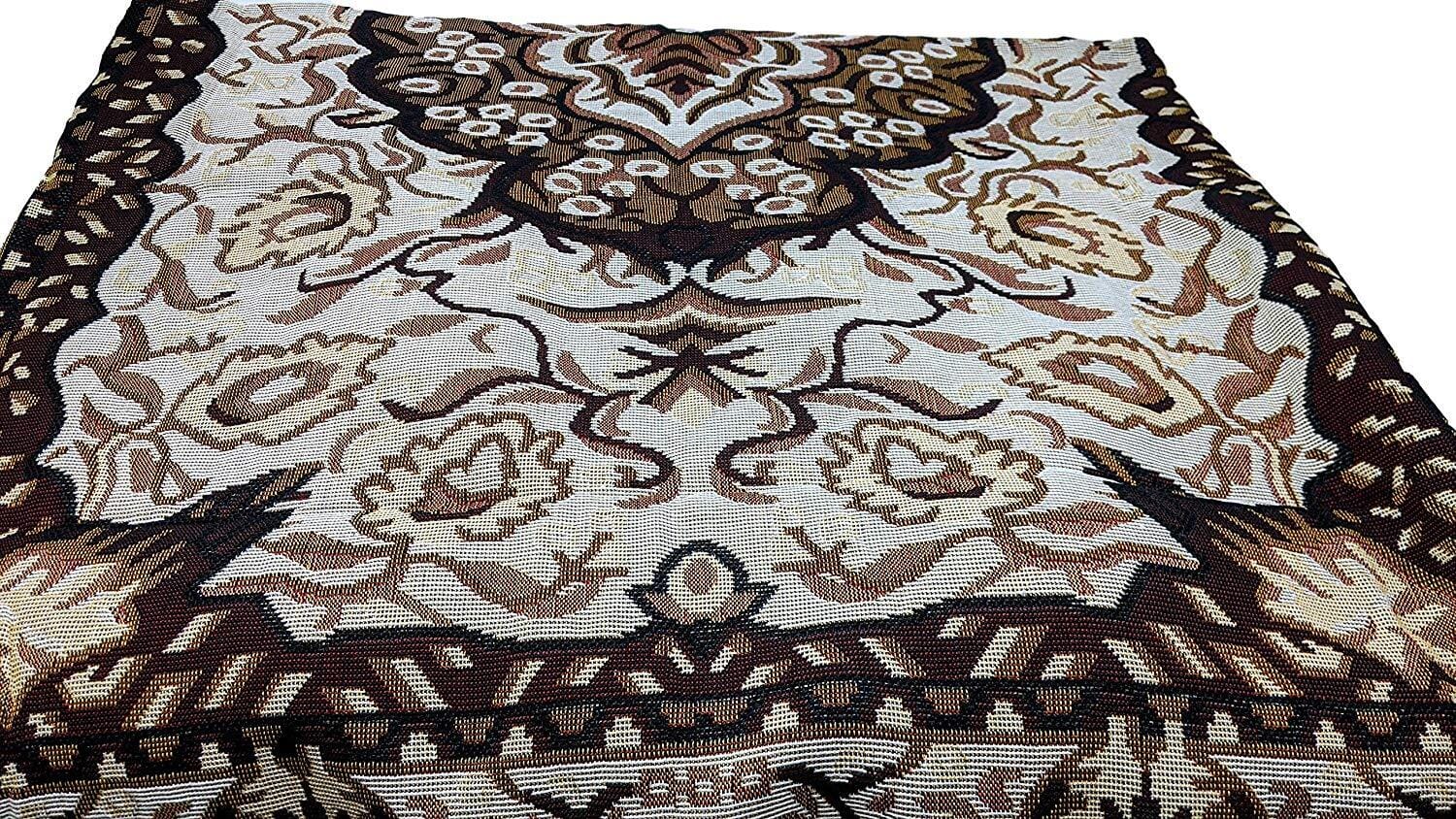DaDa Bedding Elegant Tapestry Throw Blanket, Golden Persian Style Rug Ornate Floral - 50” x 60” (7175) - DaDa Bedding Collection