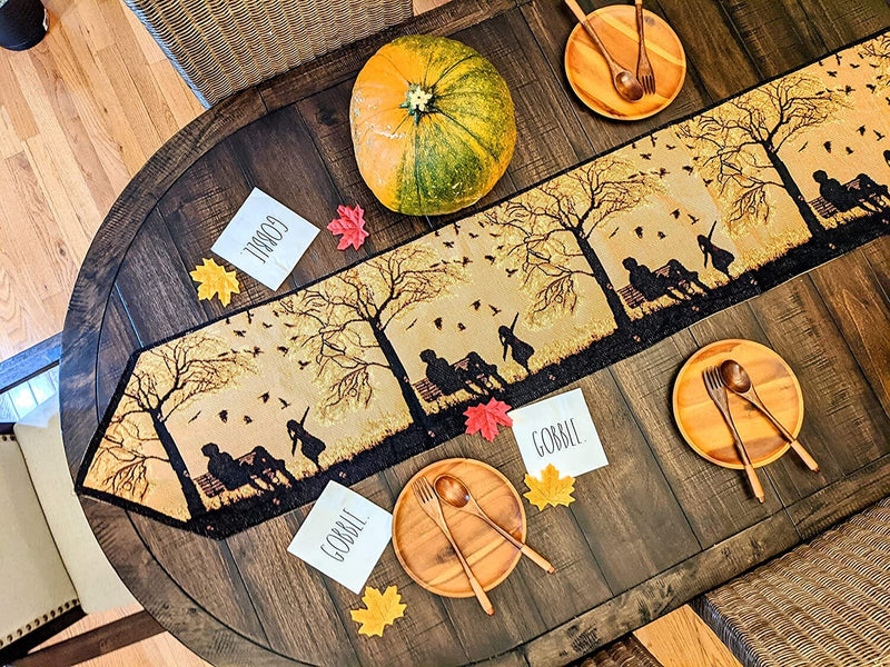 DaDalogy Autumn Birds Family Gathering Woven Tapestry Dining Table Runner (18198) - DaDa Bedding Collection