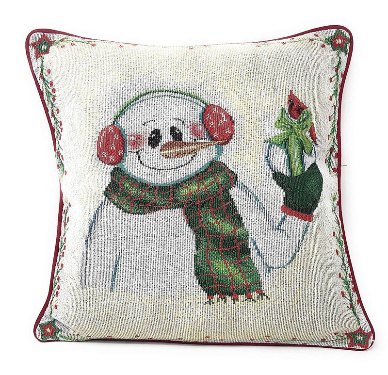 DaDa Bedding Set of 4 Pieces - Magical Santa Snowman Gingerbread Christmas Holiday Tapestry Throw Pillow Covers Bundle Pack - 16" x 16" - DaDa Bedding Collection