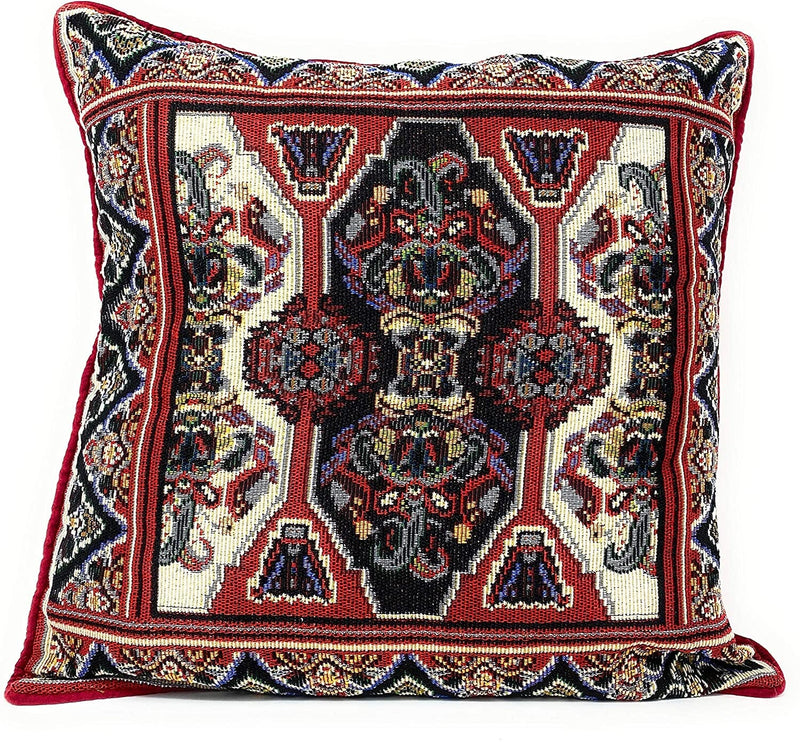 DaDalogy Elegant Majestic Kilim Red Rug Ornate Tapestry Throw Pillow Covers 16" x 16" (18195) - DaDa Bedding Collection