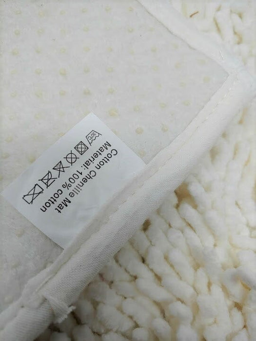 DaDa Bedding Vanilla Ivory White Shaggy Soft Chenille Noodle Carpet Rug Bath Mat