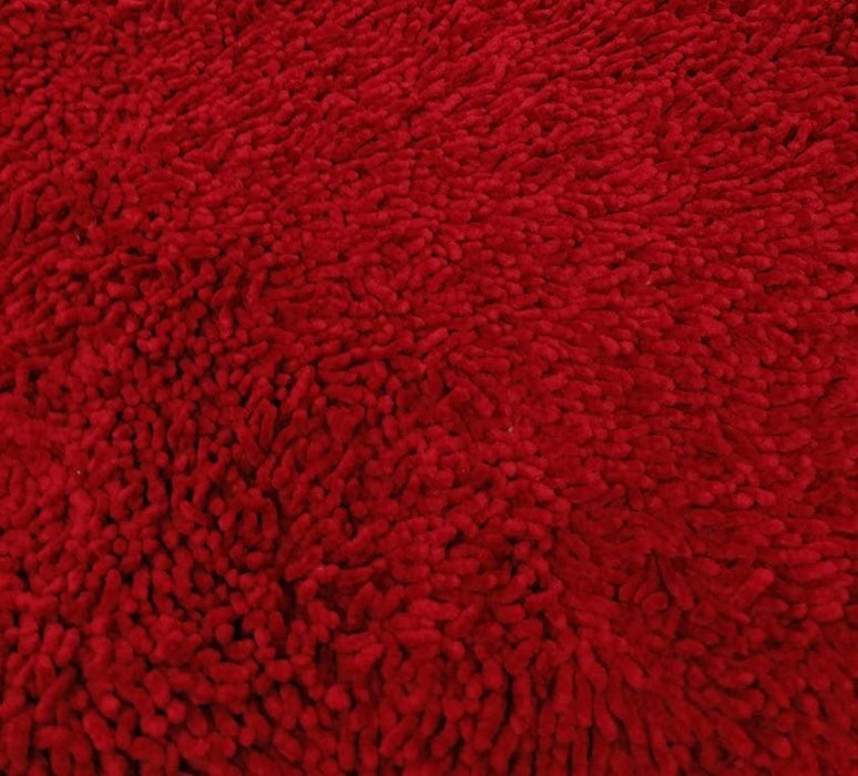 DaDa Bedding Burgundy Red Shaggy Soft Chenille Noodle Carpet Rug Bath Mat - DaDa Bedding Collection
