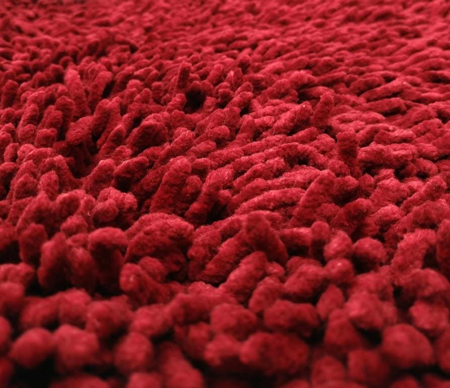 DaDa Bedding Burgundy Red Shaggy Soft Chenille Noodle Carpet Rug Bath Mat - DaDa Bedding Collection