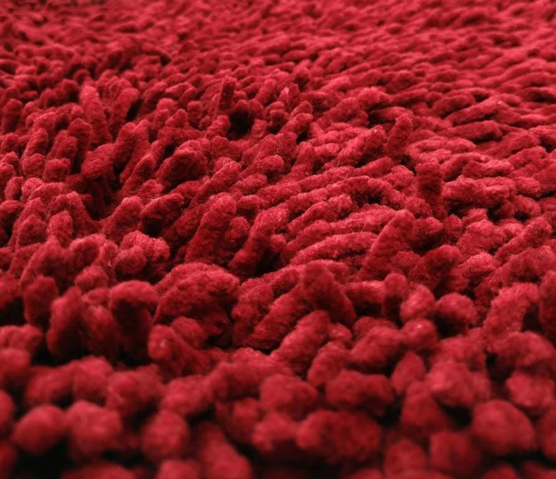 DaDa Bedding Burgundy Red Shaggy Soft Chenille Noodle Carpet Rug Bath Mat - DaDa Bedding Collection