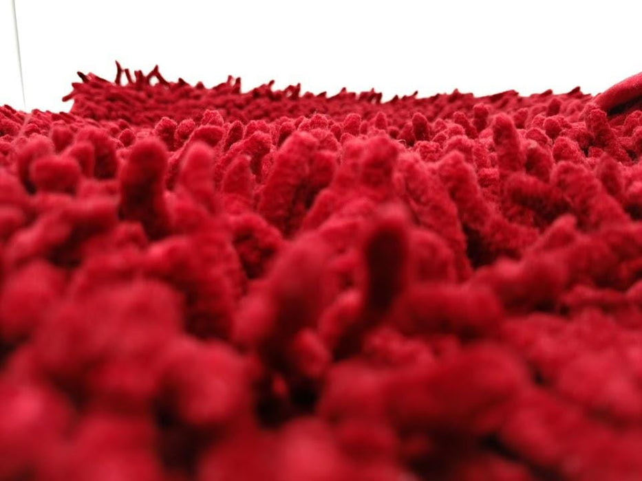 DaDa Bedding Burgundy Red Shaggy Soft Chenille Noodle Carpet Rug Bath Mat - DaDa Bedding Collection