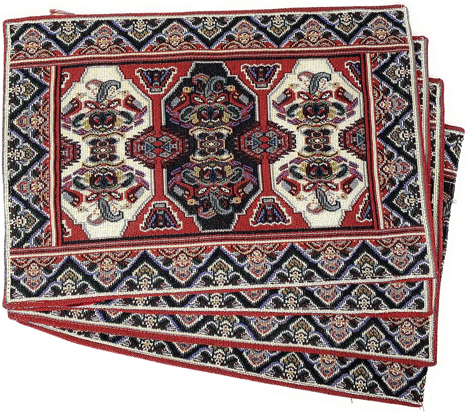 DaDalogy Set of 4-Pieces Majestic Kilim Red Persian Rug Woven Tapestry Placemats 13” x 19” (18195) - DaDa Bedding Collection