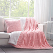DaDa Bedding Rosey Pastel Blossom Pink Faux Fur Euro Throw Pillow Cover (171752) - DaDa Bedding Collection
