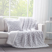 DaDa Bedding Dreamy Milky Way White & Purple Embossed Faux Fur Euro Throw Pillow Cover (M3395) - DaDa Bedding Collection