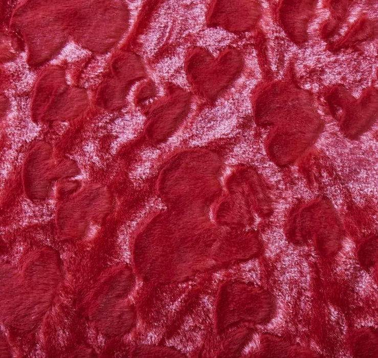 Blanket/ Throw - DaDa Bedding Luxury Hearts in Love Plush Faux Fur Sherpa Fleece Throw Blanket, Pomegranate Red (19) - DaDa Bedding Collection
