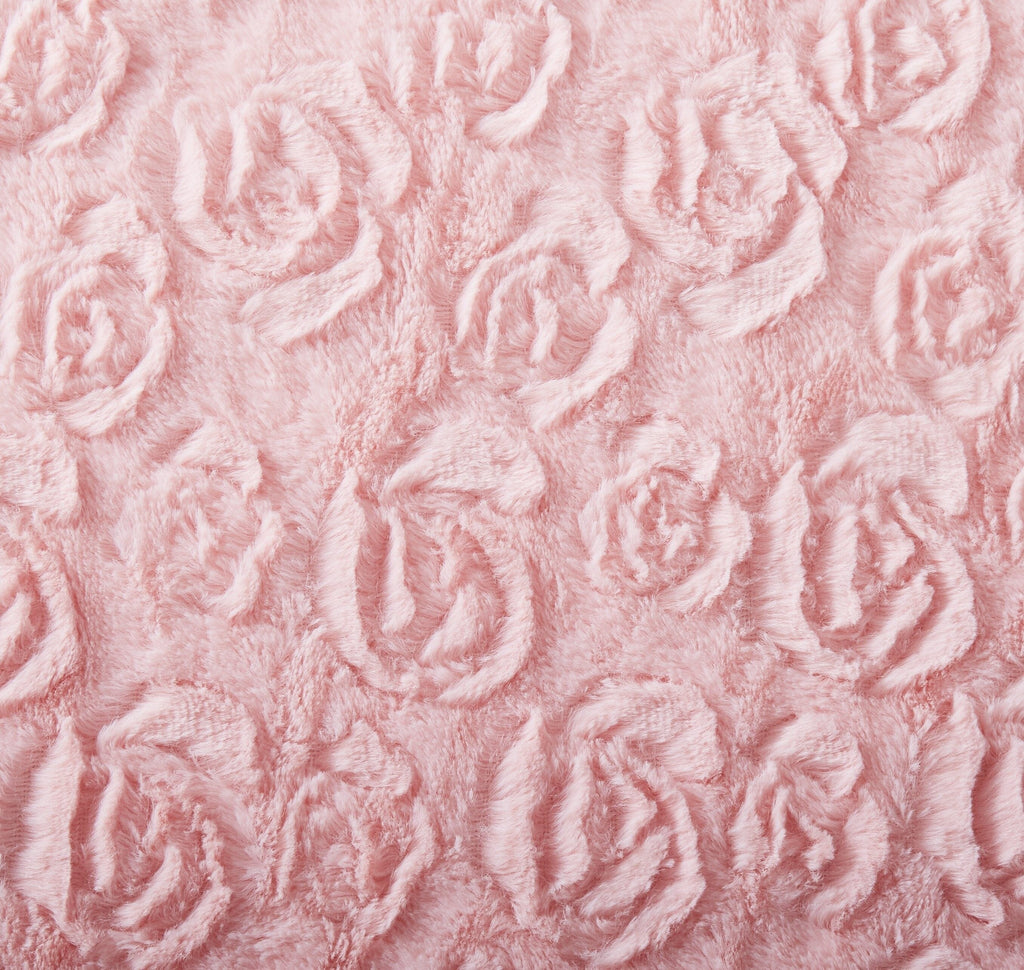 DaDa Bedding Rosey Pastel Blossom Pink Faux Fur Euro Throw Pillow Cover (171752) - DaDa Bedding Collection