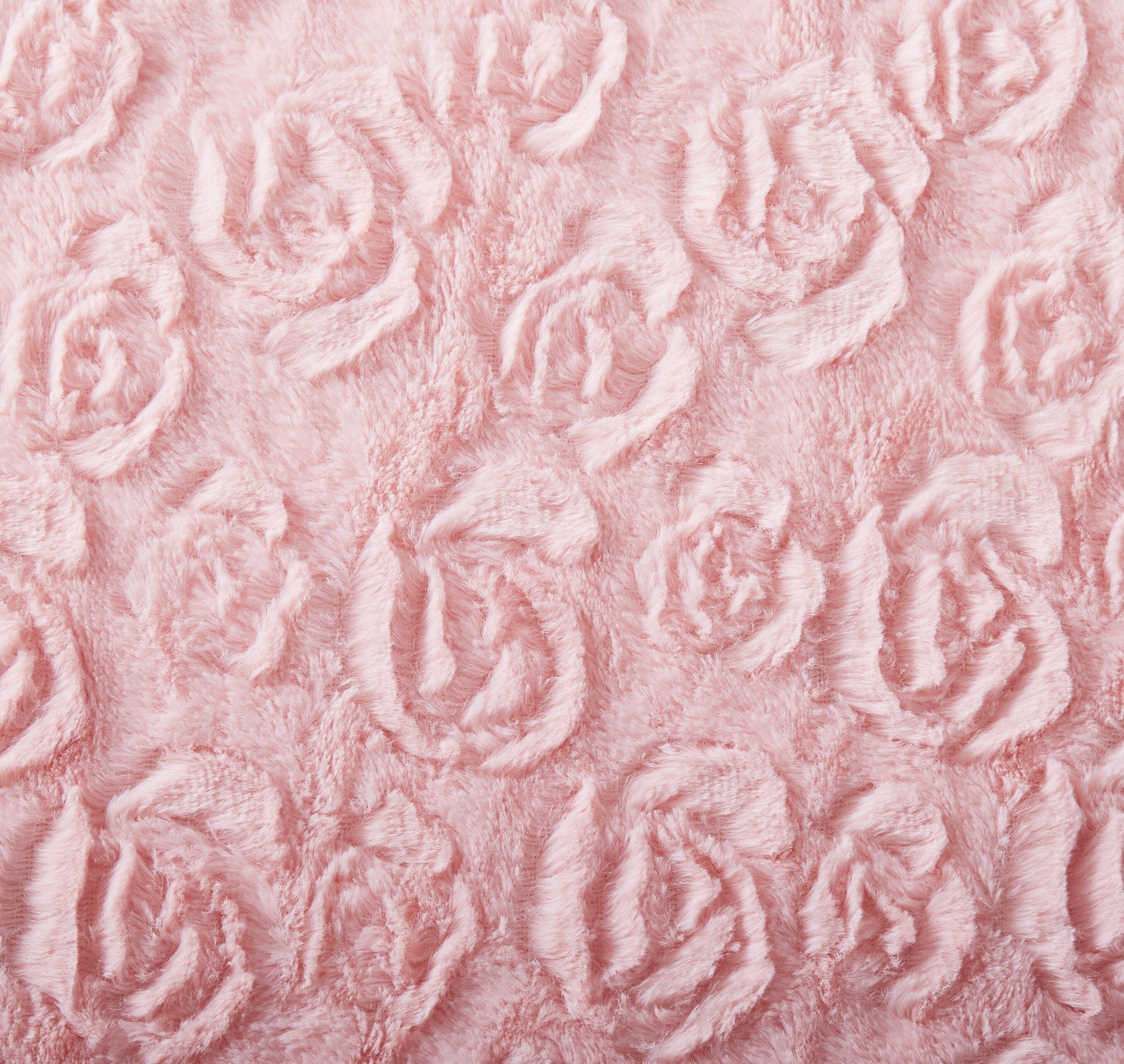 DaDa Bedding Rosey Pastel Blossom Pink Faux Fur Euro Throw Pillow Cover (171752) - DaDa Bedding Collection