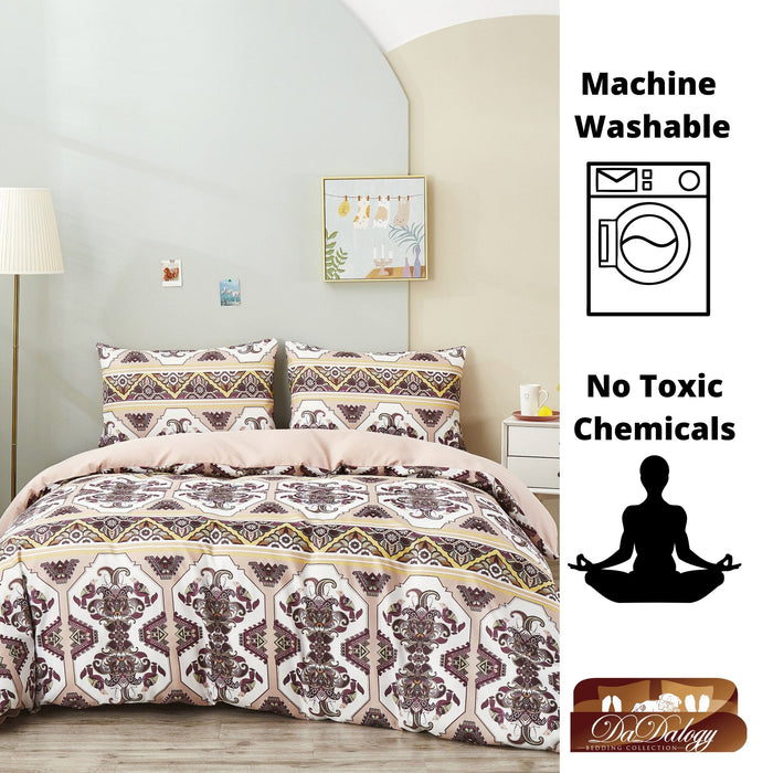 DaDa Bedding Majestic Oriental Kilim Duvet Cover - w/ Pillow Cases Royal Persian Traditional Design Intricate Ornate Ornament Print