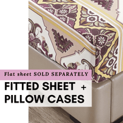 DaDa Bedding Majestic Oriental Kilim Fitted Sheet - w/ Pillow Cases Royal Persian Traditional Design Intricate Ornate Ornament Print - DaDa Bedding Collection