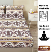 DaDa Bedding Majestic Oriental Kilim Fitted Sheet - w/ Pillow Cases Royal Persian Traditional Design Intricate Ornate Ornament Print - DaDa Bedding Collection