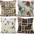 DaDa Bedding Set of 4 Pieces - Floral Garden Botanical Tapestry Throw Pillow Covers Bundle Pack - 16" x 16" - DaDa Bedding Collection