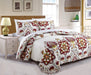 DaDa Bedding Casablanca Garden Mediterranean Floral Red & White Quilted Bedspread Set (HS-11130) - DaDa Bedding Collection