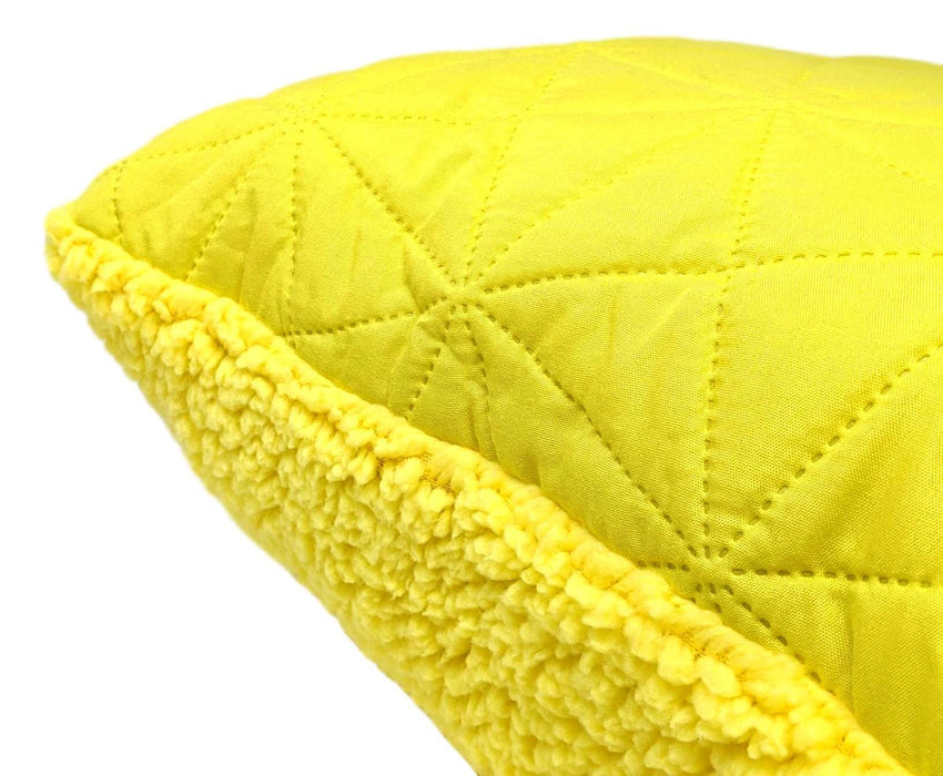 Throw Pillow - DaDa Bedding Hand-Made Tuscan Sun Yellow Sherpa Backside Quilted Throw Pillow - 18" x 18" - DaDa Bedding Collection