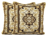 DaDa Bedding Elegant Golden Persian Style Rug Floral Tapestry Throw Pillow Covers 16" x 16" - DaDa Bedding Collection
