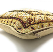 DaDa Bedding Elegant Golden Persian Style Rug Floral Tapestry Throw Pillow Covers 16" x 16" - DaDa Bedding Collection