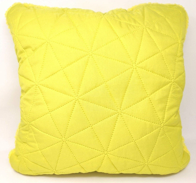 DaDa Bedding Hand-Made Tuscan Sun Yellow Sherpa Backside Quilted Throw Pillow - 18" x 18" - DaDa Bedding Collection