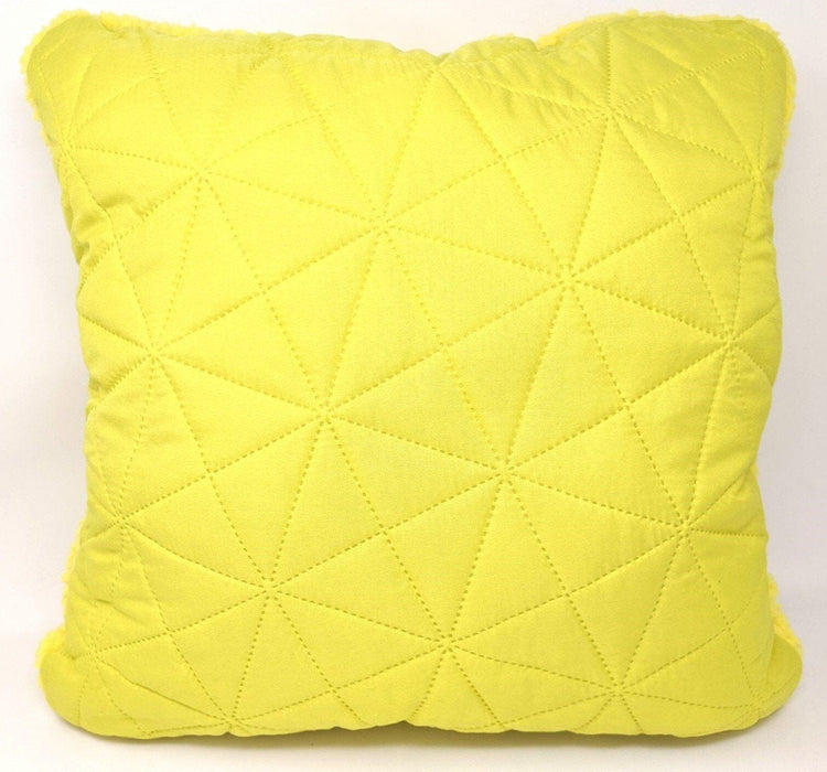 Throw Pillow - DaDa Bedding Hand-Made Tuscan Sun Yellow Sherpa Backside Quilted Throw Pillow - 18" x 18" - DaDa Bedding Collection