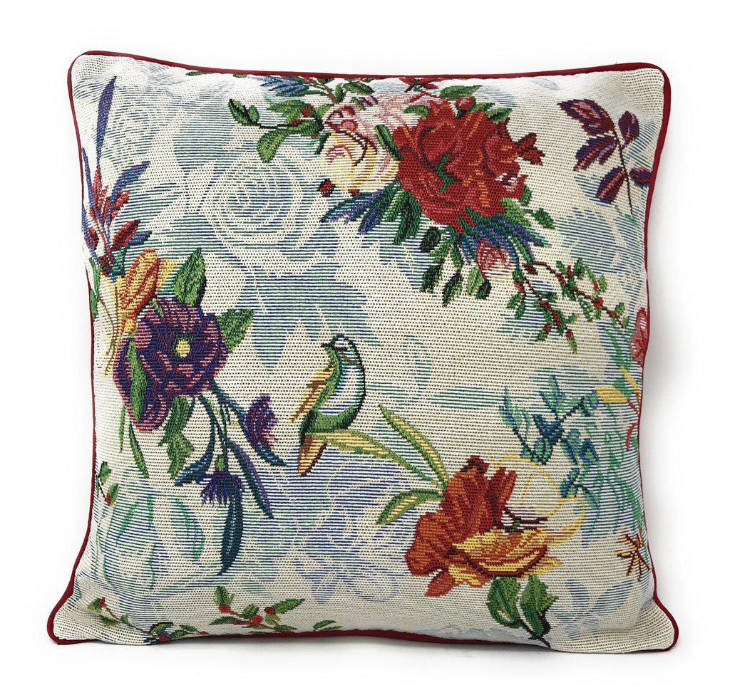 DaDa Bedding Elegant Tropical Paradise Birds Floral Tapestry Throw Pillow Covers 16" (18116) - DaDa Bedding Collection