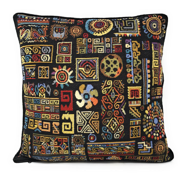 CUSHION COVER - DaDa Bedding Ethnic Ornaments Geometric Black Tapestry Throw Pillow Covers 16" (18118) - DaDa Bedding Collection