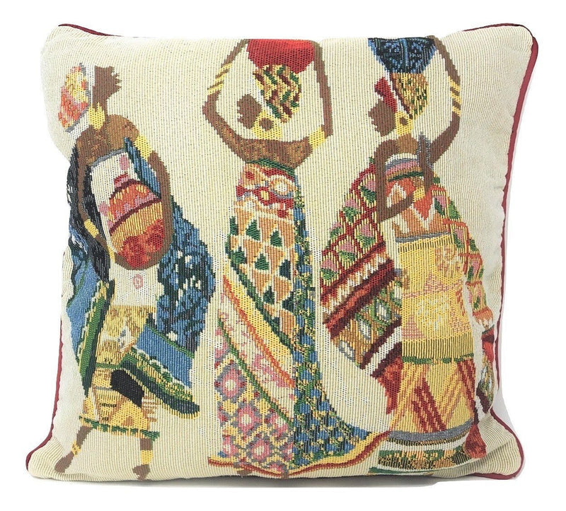 DaDa Bedding Dancing Women African Dreams Tapestry Throw Pillow Covers 16" x 16" - DaDa Bedding Collection