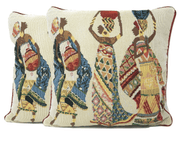 DaDa Bedding Dancing Women African Dreams Tapestry Throw Pillow Covers 16" x 16" - DaDa Bedding Collection