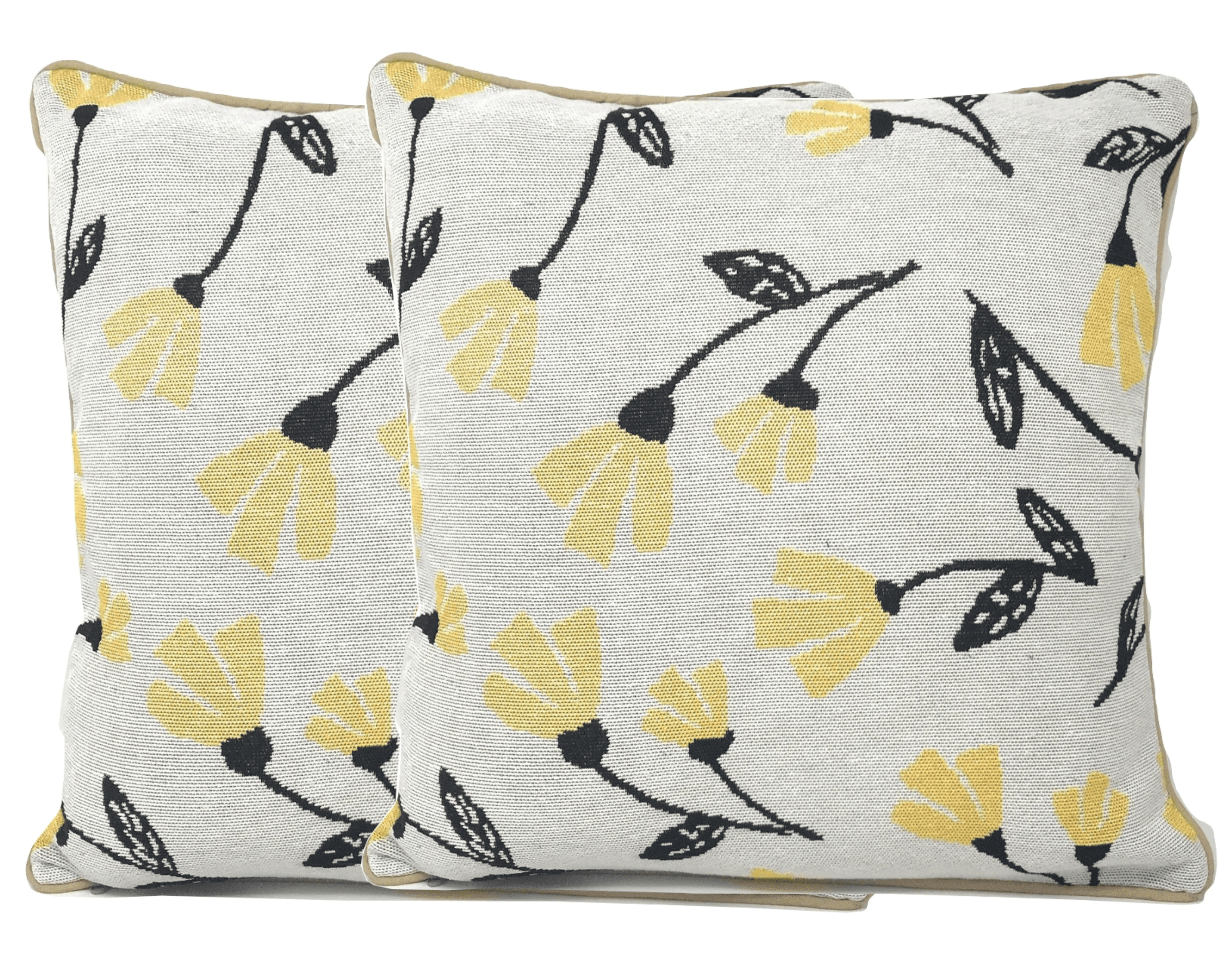 DaDa Bedding Yellow Fleur Floral Botanical Spring Tapestry Throw Pillow Cover, 16" x 16" (18112) - DaDa Bedding Collection
