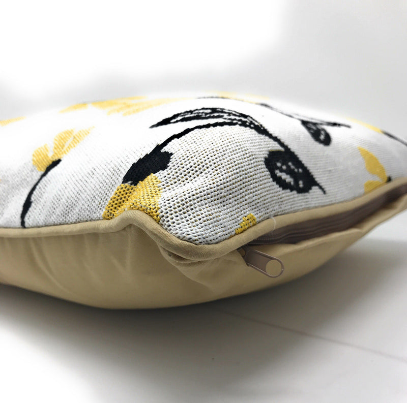 DaDa Bedding Yellow Fleur Floral Botanical Spring Tapestry Throw Pillow Cover, 16" x 16" (18112) - DaDa Bedding Collection