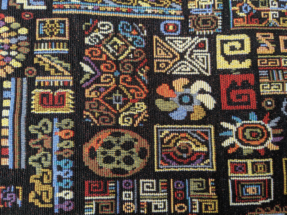 DaDa Bedding Set of 4-Pieces Ethnic Ornaments Geometric Black Tapestry Dining Placemats 13” x 19” (18118) - DaDa Bedding Collection