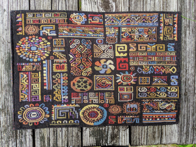 DaDa Bedding Set of 4-Pieces Ethnic Ornaments Geometric Black Tapestry Dining Placemats 13” x 19” (18118) - DaDa Bedding Collection