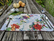 DaDa Bedding Set of 4-Pieces Tropical Sky Blue Birds Floral Tapestry Dining Table Placemats 13” x 19” (18116) - DaDa Bedding Collection