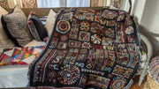 DaDa Bedding Elegant Tapestry Throw Blanket, Ethnic Ornaments Geometric Black - 50” x 60” (7174) - DaDa Bedding Collection