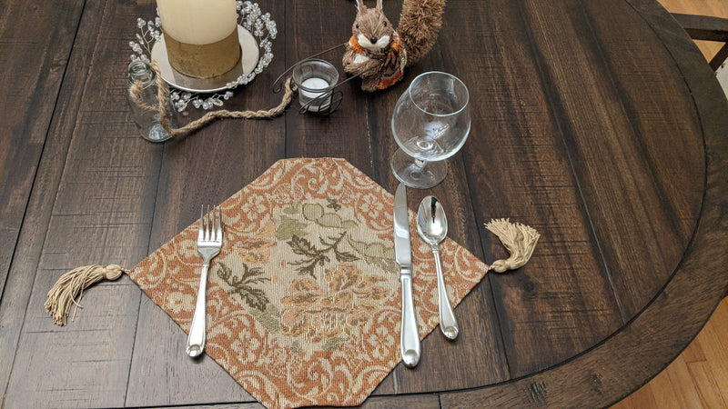 DaDa Bedding Set of 4-Pieces Nature Garden Floral Roses Tapestry Table Dining Cloth Runner Set - 13" x 17" (10072) - DaDa Bedding Collection