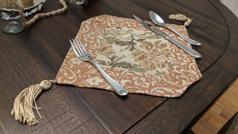 DaDa Bedding Set of 4-Pieces Nature Garden Floral Roses Tapestry Table Dining Cloth Runner Set - 13" x 17" (10072) - DaDa Bedding Collection