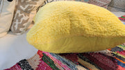 DaDa Bedding Hand-Made Tuscan Sun Yellow Sherpa Backside Quilted Throw Pillow - 18" x 18" - DaDa Bedding Collection