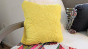 DaDa Bedding Hand-Made Tuscan Sun Yellow Sherpa Backside Quilted Throw Pillow - 18" x 18" - DaDa Bedding Collection