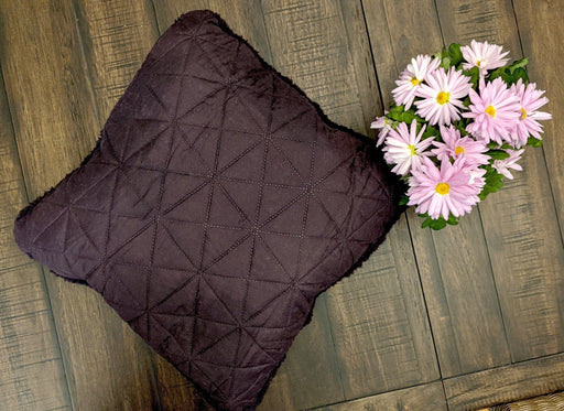 Throw Pillow - DaDa Bedding Hand-Made Eggplant Purple Sherpa Backside Quilted Throw Pillow - 18" x 18" - DaDa Bedding Collection