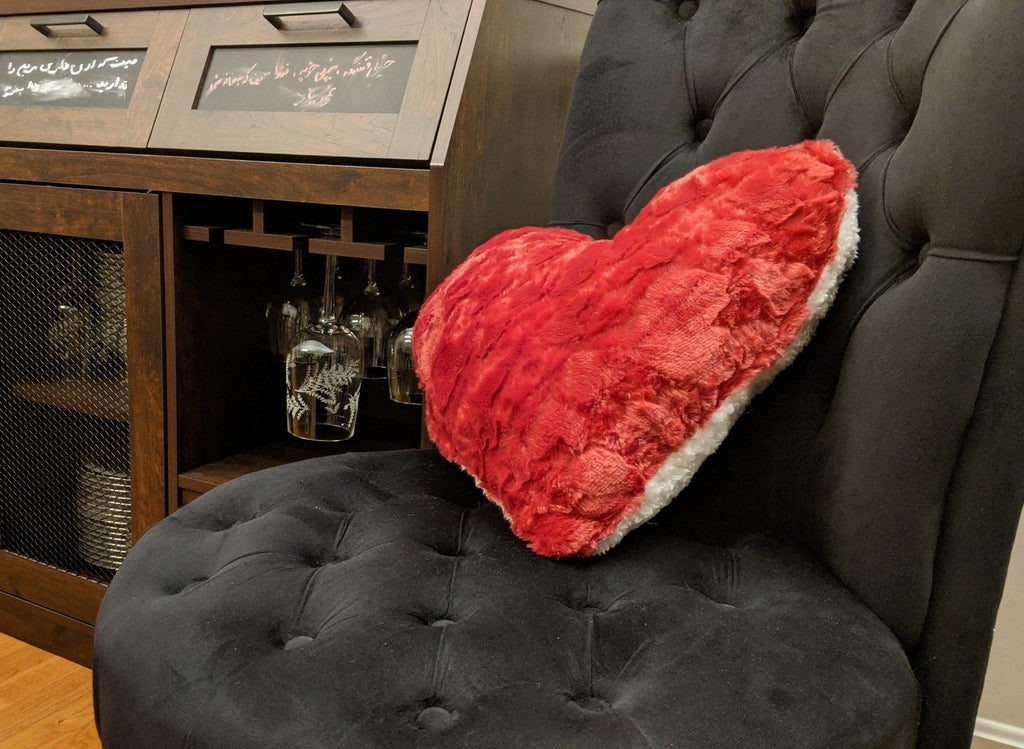 DaDa Bedding Hand-Made Luxury Romantic Valentine Heart Shaped Red Throw Pillow - 16” x 14” - DaDa Bedding Collection