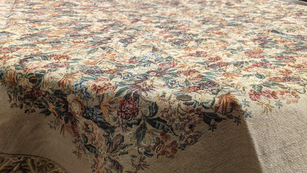 DaDa Bedding Wildflower Wonderland Floral Golden Beige Tan Square Dining Table Cloth (3100) - DaDa Bedding Collection