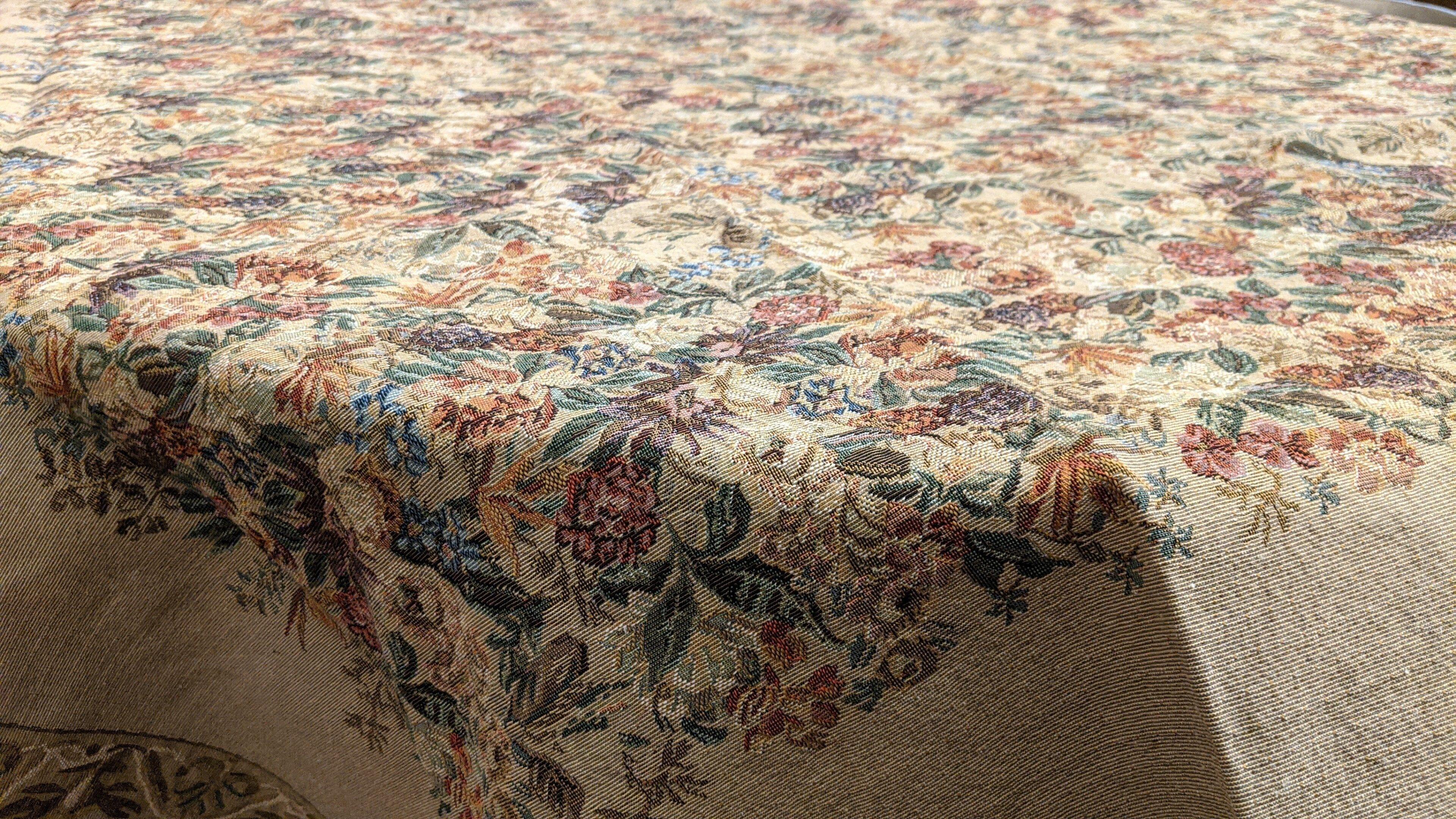 DaDa Bedding Wildflower Wonderland Floral Golden Beige Tan Square Dining Table Cloth (3100) - DaDa Bedding Collection