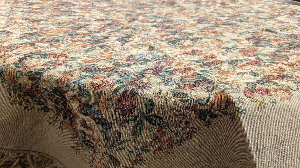 DaDa Bedding Wildflower Wonderland Floral Golden Beige Tan Square Dining Table Cloth (3100) - DaDa Bedding Collection