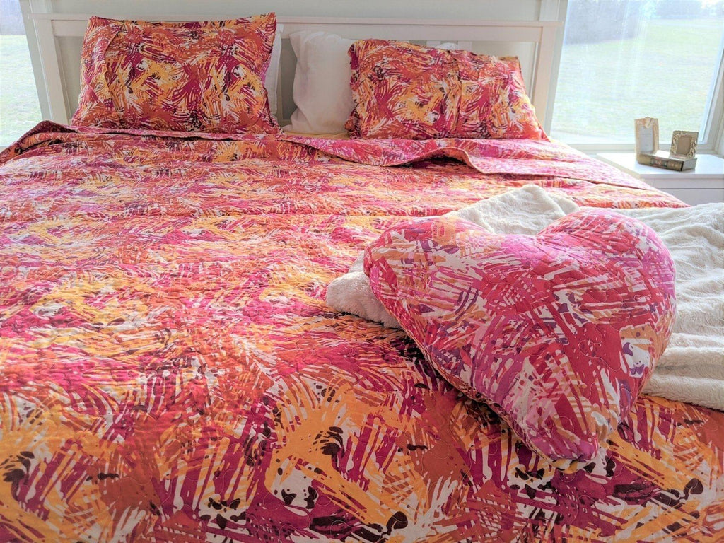 DaDa Bedding Lovely Pop of Colors Lightweight Reversible Quilted Bedspread Set (KBJ1625) - DaDa Bedding Collection