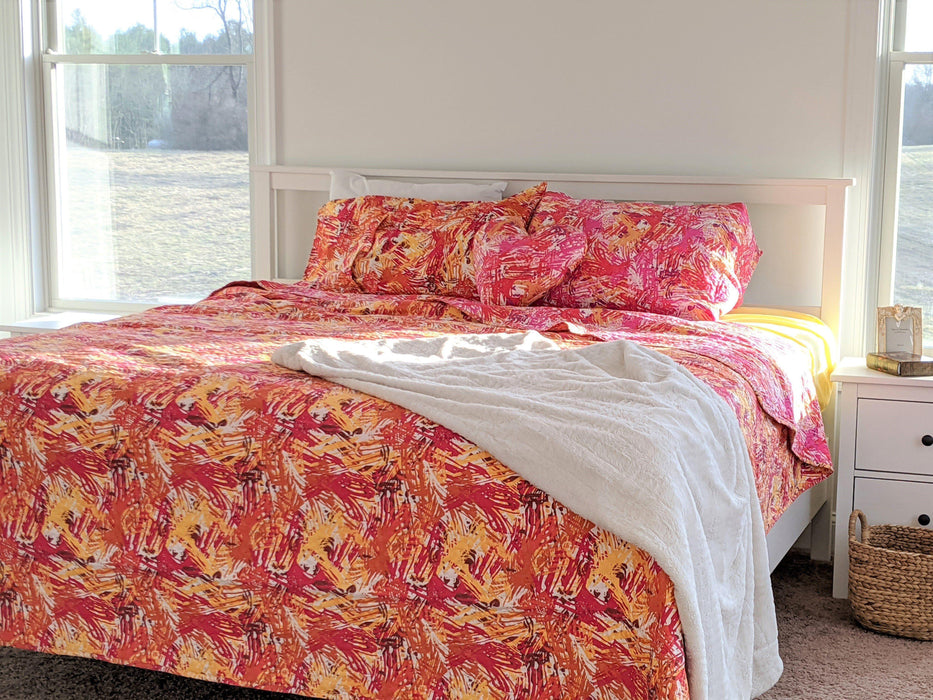 Quilt - DaDa Bedding Lovely Pop of Color Starburst Bright Quilted Bedspread Set (KBJ1625) - DaDa Bedding Collection