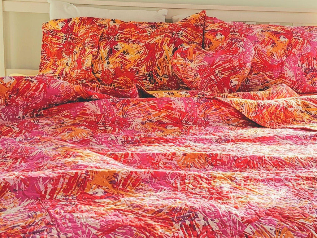 DaDa Bedding Lovely Pop of Colors Lightweight Reversible Quilted Bedspread Set (KBJ1625) - DaDa Bedding Collection