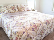 DaDa Bedding Wisteria Cottage Roses Floral Lightweight Quilted Bedspread Set (HS-1003) - DaDa Bedding Collection